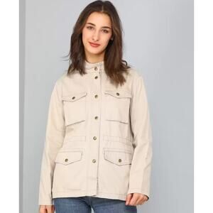 Gap Women’s Long Sleeve Button-Down Casual Jacket with Flap Pockets Size S Beige